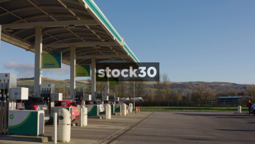 Petrol Station Forecourt In Blackburn, UK