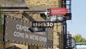 Pedestrian Directions Signs Near Camden Market, UK