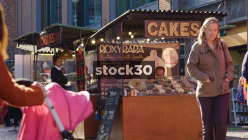 Cakes And Toasties Stalls On Camden Market, UK