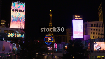 The Cosmopolitan, Paris Balloon, Eiffel Tower And Planet Hollywood In Las Vegas, USA