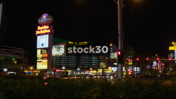 Wide Shot Of The MGM Grand Hotel And Casino On Las Vegas Boulevard, USA