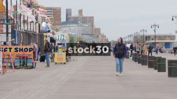 Riegelmann Boardwalk At Coney Island, Brooklyn, New York, USA