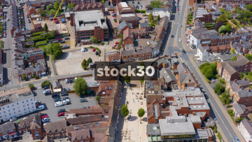 Drone Shot Moving Quickly Over Stratford Town Centre, UK
