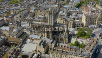 Drone Shot Rotating Anticlockwise Around Bath Abbey, UK