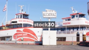 View Alcatraz Boat Tour Sign, Wide And Close Up, San Francisco, USA