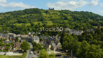 Ascending Drone Shot Of Riber Castle In Matlock, UK